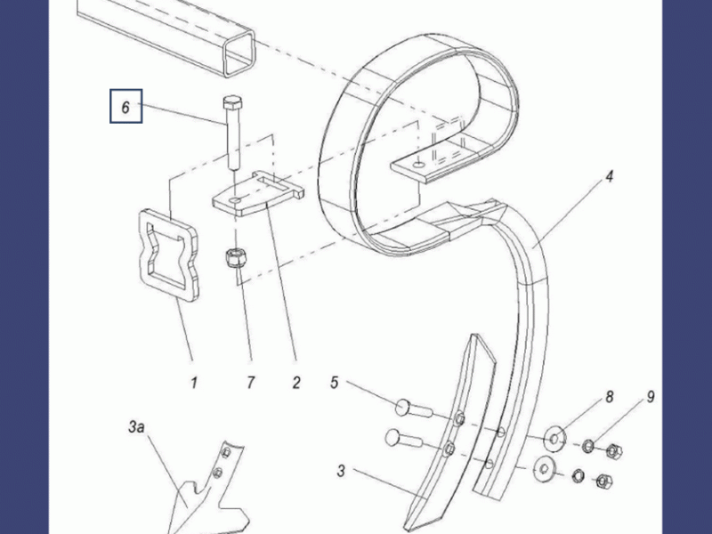 Болт крепления стойки рабочих органов КШП, КШМ